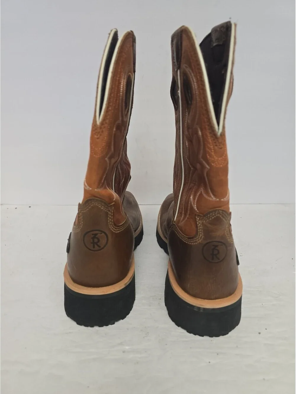 Tony Lama Men's RR3300 Composite Toe Cowboy Western Work Boot Brown Size 9.5EE